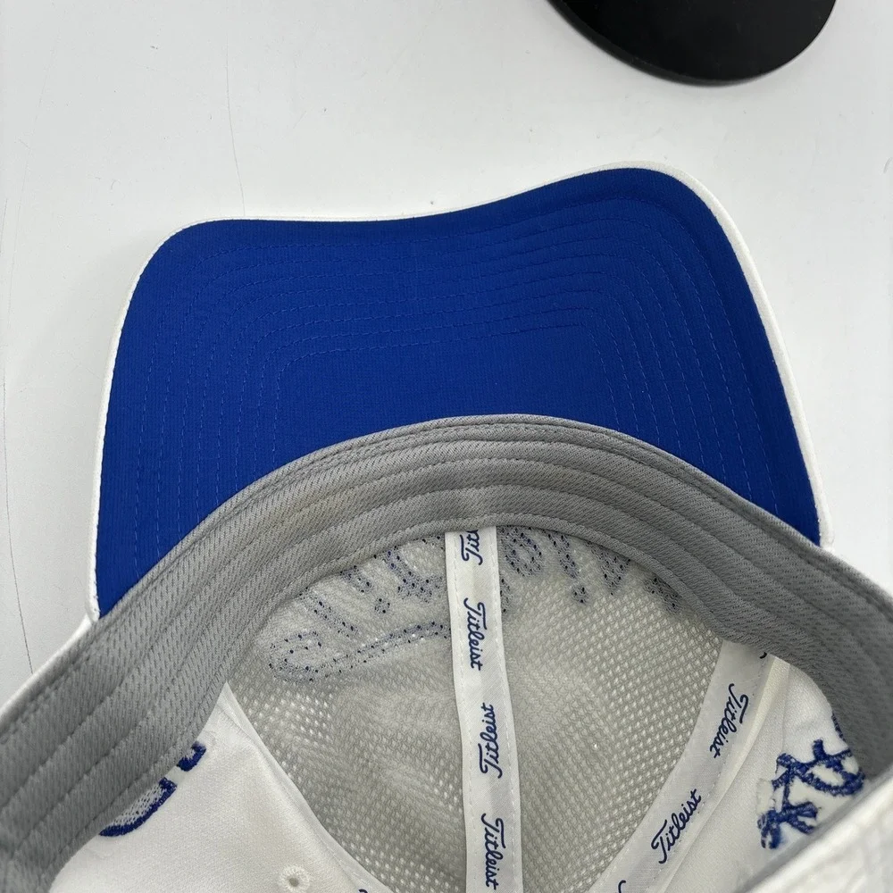 Titleist Footjoy FJ Pro V1 Strapback Embroidered Logo Golf‎ Hat Cap White Blue